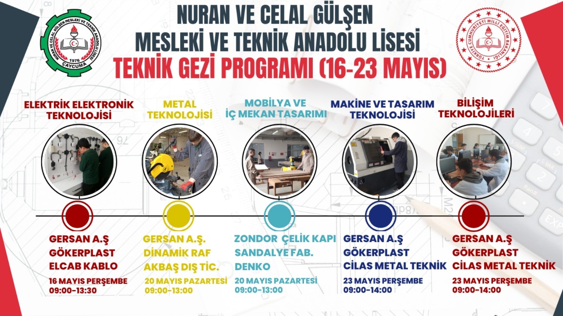 Okulumuz Alanları Tarafından 16-23 Mayıs Tarihleri Arasında Düzenlenecek Olan Teknik Gezi Programı